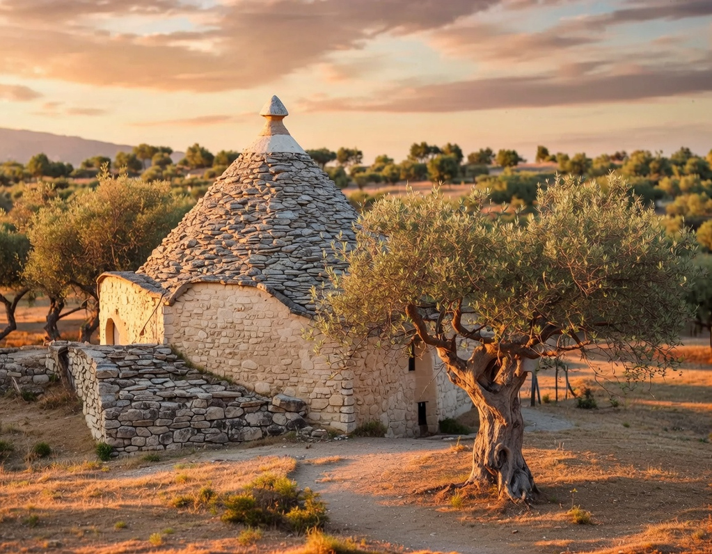 Trulli und jahrhundertealte Olivenbäume Trulli und jahrhundertealte Olivenbäume
